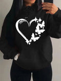 Nukty Combination Of Love And Butterfly  Pattern Hoody Women Hip Hop Street Hoodies Trendy Pocket Clothes Vintage Multicolor Hoodie