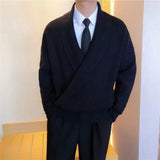 Nukty  Mens Sweaters Autumn Winter Fashion Big V-neck Personality Knitted Sweater Men's Casual Loose Pullovers Sweaters Male Coat