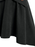 Nukty Lace Up Layered High Low Suspender Skirt Casual Streetwear Women Mid-Calf Skirts Mock Button Y2K Basic Under Dress Female Girl