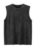 Nukty Summer Men's Washed Cotton Tank Tops Muscle Gym Sleeveless Workout T Shirts Running Beach Loose Cutoff Tees