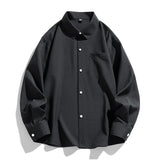 Nukty 6 Colors Men's Baggy Long Sleeve Shirt Fashion Korean Lapel Coat Tops Youth Casual Classic Simple Male Clothes Trendy Brand