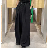 Nukty Vintage High Waist Wide Leg Pants Women Summer Fashion Casual Streetwear Korean Baggy Suit Trousers All Match Straight Pants