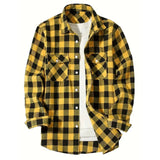 Nukty Men's Shirts Button-Up Classic Plaid Smart Casual Flannel Shirt Long Sleeved Chest Two Pockets Design Spring Autumn Men Tops