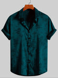 Nukty Men's Embroidered Shirt  Short Sleeve Shirt Casual Summer Beach Button Down Shirts