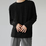 Nukty Korean Style Insnichedesign Men Women Vintage Distressed Long Sleeve T-shirt Round Neck Loose Fit Versatile Top Trendy
