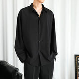 Nukty Shirt Men Solid  Long sleeved Shirt For Men Korean Fashion Shirts Comfortable Blouses Casual Loose Classic Single Breasted Shirt