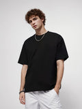 Nukty 280gsm High Qualtity Oversized Heavy T-shirt for Men Short Sleeve Tee Cotton Solid Color Trend Leisure Green White Black