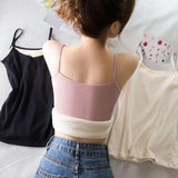 Nukty Winter Velvet Thickened Undershirt Tops Women Solid Slim Cozy Thermal Underwear Camisole Warm Sling Vest Top Bottoming Clothing