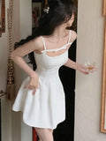 Nukty Summer Y2K Spaghetti Strap Evening Party Dresses Solid Elegant Sleeveless Sexy A-line Short Dress One Piece Vestido Mujer