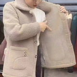 Nukty Velvet Thickened Lamb Fleece Long Sleeve Autumn/Winter Mid length Coat Warm Coat for Women