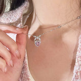 Nukty Y2K Star Zircon Pendant Necklace for Women Luxury Sweet Cool Girl Punk Heart Clavicle Chain 2024 New Fashion Jewelry Party Gift
