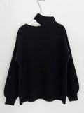 Nukty 2024 Autumn Winter Women Turtleneck Sweater Oversize Warm Pullovers Sweater Long Sleeve Off Shoulder Loose Jumper