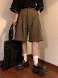Nukty Summer Japanese Retro Simple Solid Color Casual Trousers Men Women Loose Wide-leg Shorts Fashionable and Trendy Five-point Pants