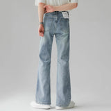 Nukty Men Comfortable Baggy Commute Jeans Male Fashion Casual Bell Bottom Denim Pants Korean Simple Vintage Straight Denim Trousers