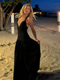 Nukty New Black Backless Long Dresses For Women Fashion Sleeveless High Waist Bodycon Prom Dress Elegant Evening Party Club Robe