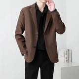 Nukty Men Suit Jackets Blazer Coat Slim Fit Smart Casual Autumn New Fashion Clothing Two Buttons Solid Color Korean Black/Khaki/Coffee