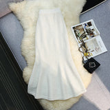 Nukty skirt outfits winter Vintage Sequined Thick Knitted Skirts for Women Autumn Winter Fashion Solid Color High Waist Fishtail Long Skirts