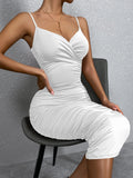 Nukty Sexy Women Maxi Dress Spaghetti Strap Ruched Sleeveless Backless Long Dress Party NightClub Evening Outfit
