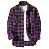 Nukty Men's Shirts Button-Up Classic Plaid Smart Casual Flannel Shirt Long Sleeved Chest Two Pockets Design Spring Autumn Men Tops