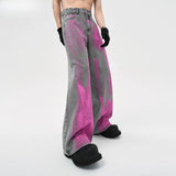 Nukty Coated Jeans Men's American High Street Wasteland Gray Wide-leg Pants Men Women A-type Smoke Gray Floor Pants 2025