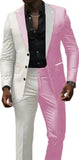 Nukty prom outfits for guys Two Color Panels for A  Men's Suits，Tailor-made Suitsï¼? Pieces Blazer and Pants Set，Single Breasted，for Summer Beach，Groomsmen