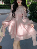 Nukty Women's Chic Irregular Ruffles Shell Decoration Mini Dress Autumn Winter Long Sleeve Off Shoulder Fairy Evening Sequin Vestidos
