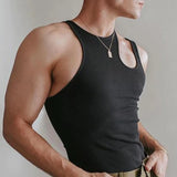 Nukty Men's Tank Tops Fashion Solid Color Sexy Vests for Men Premium Personality Breathable Hollow Out Streetwear Tops S-4XL 2023