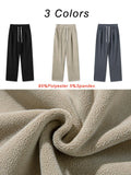 Nukty Winter Thick Fleece Warm Sweatpants Men Streetwear Wide-Leg Straight Loose Track Pants Male Casual Thermal Velvet Trousers
