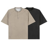 Nukty Cotton Breathable Buttoned Crew Neck Tshirt men Casual Comfort Lightweight Fashion Tee Top Basic Menswear Classic Plain tShirt
