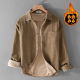 Nukty Italy Quality Brand Shirts For Men Fashion Cotton Corduroy Warm Long-sleeve Thickened Plus Size Top Clothes Camisa