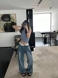 Nukty Vintage Y2k Jeans Women Baggy Kpop Gyaru Streetwear Wide Blue Denim Pants Harajuku Korean Acubi Fashion High Waist Jeans