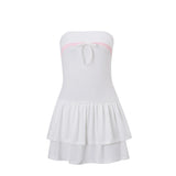 Nukty Korean Sexy Mini Dress Y2K Sleeveless Bow Lace Playful Summer Tank Dresses Nightclub Party Playful Evening Dresses