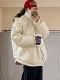 Nukty Gery Down Cotton Jacket Women Hooded Parkas Winter Padded Coat Thick Warm Love Embroidery Loose Puffer Female Snow Outwear