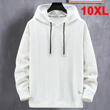 Nukty Mens Hoodies Plus Size 10XL Solid Color Hoodie Spring Autumn Hooded Sweatshirt Male Big Size 10XL Pullover Black White