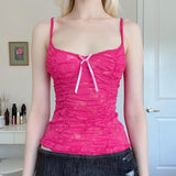 Nukty Sweet Sexy Lace Camisole Solid Skinny See Through Crop Tops for Women Cute Aesthetic Summer Tees Vintage y2k Holiday Vest