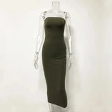Nukty Sexy Off Shoulder Tube Dress Summer Women Black White Basic Bodycon Sundress Strapless Stretchy Bandage Robe Femme