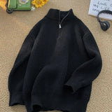 Thicker Knitted Sweaters Men Zipper Keep Warm Winter Loose Pullovers Male Slouchy All-match Корейская Мода Turtleneck Couples