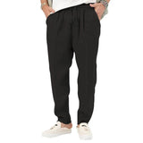 NuktyMen's Long Linen Pants Lightweight Loose Fit Trousers Breathable Cotton Streetwear Sport Sweatpants Solid Color Pencil Pants