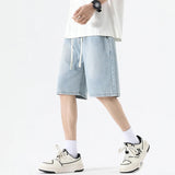 Nukty Summer Men Popular Daily Simple Shorts Male Classic Knee Lenght Denim Short Pants Comfortable Elastic Waist Casual Short Jeans