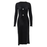 Nukty Sexy Y2K Fashion Vintage Hollowed V-neck T Shirt Streetwear Long Sleeves Cardigan Women Tops Chic Skinny Autumn Clothes