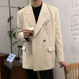 Nukty Elgance Men's Suit Coat Korean Style Casual Blazer Jacket Loose Fashion Handsome Small Suit Autumn New Male Clothing
