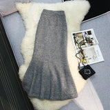 Nukty skirt outfits winter Vintage Sequined Thick Knitted Skirts for Women Autumn Winter Fashion Solid Color High Waist Fishtail Long Skirts