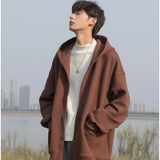 Nukty High Quality Men's Waffle Sweatshirt Korea Version Hooded Couple Coat Ins Hop Thickened Harajuku Men Women Jacket Oversize M-3XL