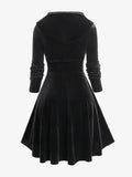 Nukty Plus Size Lace-up Grommets Velvet Cami Dress And Hooded Cropped Top Women Winter Vestidos Black Dresses Robe Two Pieces