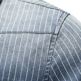Nukty Cotton Men Denim Shirts Striped Stretch Long Sleeve High Quality Jeans Shirts for Men Casual Slim Cowboy Shirts Man
