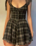 Nukty Lattice Pattern A-Line Short Sleeve Mini Dress For Womens Clothes Summer Casual Stretch Comfortable Lady Streetwear