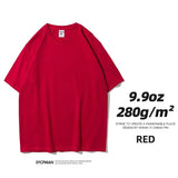 Nukty 280gsm High Qualtity Oversized Heavy T-shirt for Men Short Sleeve Tee Cotton Solid Color Trend Leisure Green White Black