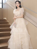 Nukty DRESS TO IMPRESS Champagne Evening New Light Luxury High-end Birthday Adult Ceremony Princess Dress for Women