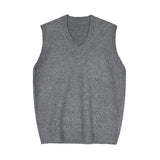 Nukty Spring Men's Clothing Luxury Knit Vest Sweater Retro V Neck Sleeveless Loose Stylish Vintage Solid Color Leisure Knitwear