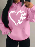Nukty Combination Of Love And Butterfly  Pattern Hoody Women Hip Hop Street Hoodies Trendy Pocket Clothes Vintage Multicolor Hoodie